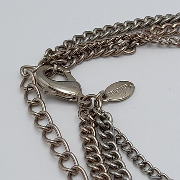 Chico's Red Rhinestone Necklace, Three Strands, Gold Tone, 22 Inches - Picture 5 of 10